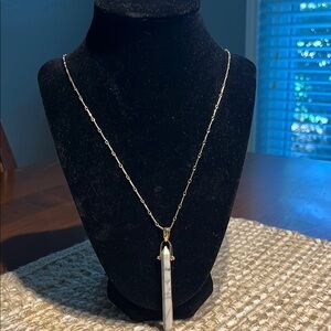 Stella and Dot Gold and White Pendant Necklace